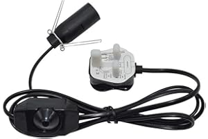 FINELED Himalayan Salt Lamp Cord with Dimmer Switch,E14 SES Black UK Plug Light Bulb Holder with Spring Clips for Salt Desk Table Lamps (Black)