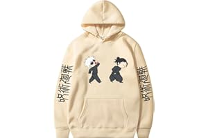 XSLGOGO Unisex Anime Jujutsu Kaisen Felpa con Cappuccio Gojo Satoru Pullover Geto Suguru Felpa Casual a Maniche Lunghe