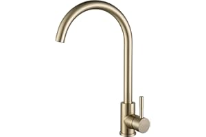 KINSE Rubinetto Lavello Cucina in Acciaio Inox, Miscelatore Monocomando, girevole a 360°, Oro