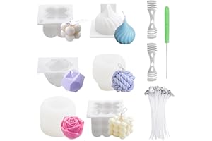 DAWRIS 6 Pcs 3D Moldes de Silicona para Velas, Kit para Hacer Velas, Molde de Silicona Rosa 3D, Bubble Molde para Hacer Velas, Molde de Silicona para Vela Perfumada DIY