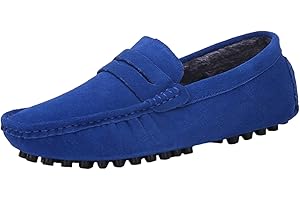 Jamron Uomo Pelle Scamosciata Penny Mocassini Comfort Scarpe da Guida Pantofole