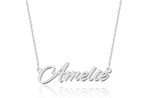 UMAGICBOX Collier Prénom Personnalisé Exquis | 14 Styles de Police au Choix | Pendentif en Acier Inoxydable Plaqué Or 18K & Argent Sterling à Personnaliser | Idée Cadeau Original pour Femme