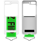 Microcase Samsung Z Flip 5 Parmak Tutuculu Kayış Askılı Plastik Kılıf - AL3007 Beyaz