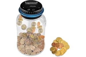 Newaner Hucha Electronica Adulto con Pantalla LCD, Automático Contador de Monedas Euros, Alcancias Digital, Transparente Gran Capacidad Caja de Dinero, Regalo Tarro Ahorro para Niños (1.8L)