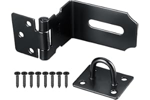 Litensh 3 Inch 90 Grad Rechtwinkliges Türriegelschloss Sicherheitsverschluss Türschließe Haspenschloss Scharnierschloss Überfalle Schloss Kellerschloss Türschloss Vorhängeschloss Haspe Schwarz