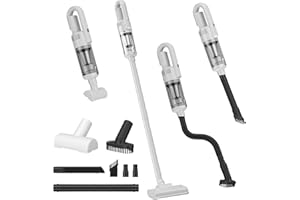 COCCKO Aspirapolvere Senza Fili, 6000Pa Aspirazione Scopa Elettrica Leggera e Portatile, 6 in 1 Scopa Elettrica Senza Fili Potente con Motore Brushless,LED, Filtro HEPA,per Casa e Auto (bianco-B)