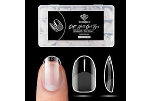 Modelones 510Pcs Capsule Americaine Ongle Ovale Ronde Court, 15 Tailles Faux Ongles, Semi Givré Capsules Ongles Gel Couverture Complète, Pose Americaine Capsule pour Diy Nail Art