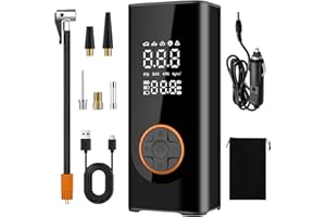 HIGOOM Corded/Cordless Dual Purpose Digital Tyre Inflator,Portable Air Compressor,Car Tyre Pump,Supports Preset Tyre Pressure and Auto Shutoff,with LED Lights for Car Tyres and Other Inflatable Devices