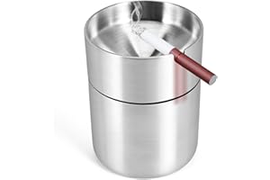 Jevina Posacenere per auto, in acciaio, fumo, per auto, con coperchio