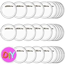 50 Badges Acryliques Transparents 45mm - DIY Avec Épingle - Pour Création Badges Personnalisés - Kit Fabrication