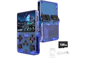 ZIKYNN R36S Retro Handheld Game Console - 21,000+ Classic Games, 3.5" IPS Screen, 64GB/128GB, Portable Linux Gaming Device (128g-blue)