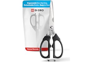DI ORO LIVING DI ORO® - Ciseaux polyvalents en acier inoxydable - Ciseaux de cuisine robustes - Excellents pour la volaille, la viande, les herbes et plus - Vont au lave-vaisselle
