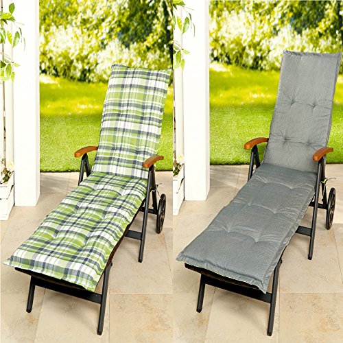 Wende Rollliegen Rollliegenauflage Liegestuhl Stuhlauflage Auflage 63x195, Farbe:hellgrau-grün