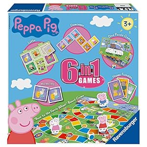 Ravensburger Peppa Pig – Juego de compendio 6 en 1 para niños de 3 años en adelante: Bingo, Memoria, dominó, Serpientes y escaleras, Damas y Cartas