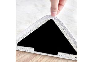 JIOL Rug Tape,10 Packs Double Sided Non Slip Reusable Rug Stopper, Washable Rug Tape for Hardwood Floors, Tile Floors, Carpets, Floor Mats (Black)