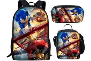 DreamJing Zaino per Bambini, 3 Pcs Set Zaino Scuola con Borsa Pranzo, Astuccio, Zaino per Scuola Elementare, Zaino da Viaggio