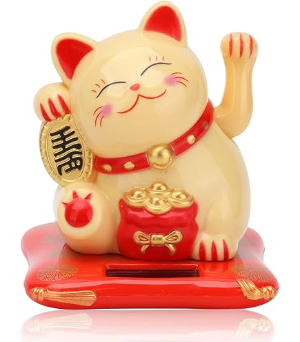 MAYJOYDIY 15 Ciondoli Maneki Neko Portafortuna – Gattini In Ceramica Con Campanella, Per Telefono, Borsa O Chiavi (5 Colori, 97mm)