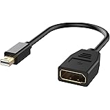 Rankie Mini DisplayPort (Mini DP) to DisplayPort (DP) Adapter, 4K Resolution Ready, Black