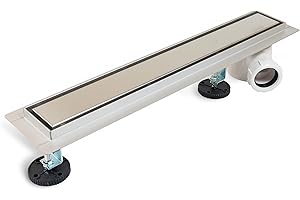 BALNEO Desagüe para Ducha, Canal de Drenaje de 80cm de Acero Inoxidable, con sifón Lateral, Juego Completo, desagüe para Ducha por Ambos Lados con Panel o Placa Inferior, desagüe Lateral 2 en 1