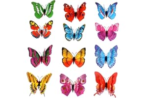 WUSJCOF 12 pezzi farfalle decorative da parete, decorazioni da parete in metallo a forma di farfalla, decora per casa, giardino, portico, decorazioni a parete da esterno, con adesivo biadesivo