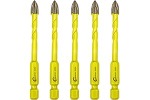 SANLEETEK Set Punte in Carburo - 5pezzi 6mm Punta Carburo Tungsteno con Attacco Esagonale a Cambio Rapido per Legno Plastica Muratura Piastrelle di ceramica Calcestruzzo