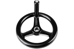 FYEARFLY Volantino per Tornio, Volantino per Macchina In Plastica A 3 Razze Rotondo Nero da 18 * 200 mm Con Maniglia Girevole, per Smerigliatrici Industriali, Fresatrice