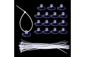 15 Pcs Aquarium Suction Cups with 30pcs Transparent Zip Ties,Suction Cup for Fish Tank Plants Binding Moss Shrimp Nest Landscape Fixation,Kitchen Hanging Organization