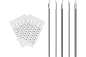ATOMUS 10pcs Body Piercing Needles 14G Stainless Steel Sterile Disposable Ear Nose Navel Nipple Lip Piercing Needles