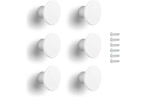 Poliplast – Set da 6 Pomelli, Design a cerchio, per Cucina, Armadio e Cassetti, per Bambini, Verniciato a mano, Colore Bianco, Art. 22