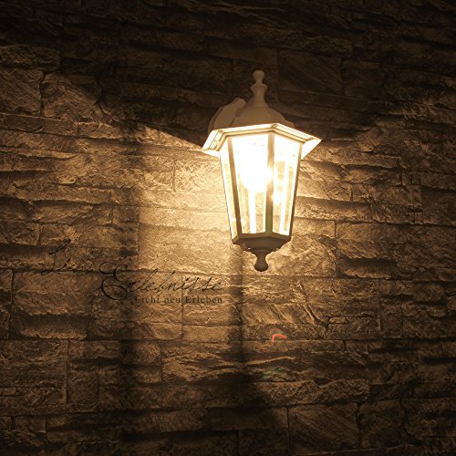 Außenlampe Wandleuchte „Paris“ in matt-weiß/grau / hängend mit E27-Fassung bis 60W 230V / Beleuchtung für Hof und Garten - 4