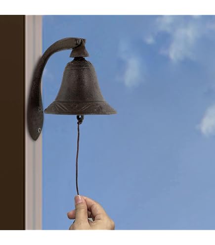 Cloche De Porte En Fonte Motif Chat - Décoration Jardin Ou Terrasse, 40 Cm De Haut, Son Puissant