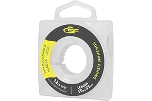 SF 100% Pure Fluorocarbon Leader Material Fishing Line Virtually Invisible Shock Resistant Increased Sensitivity Sink Fast Clear for Saltwater Freshwater 6/8/10/12/15/20/25/30/40/50/60/80/100LB