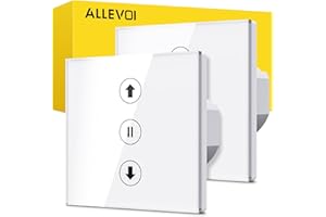ALLEVOI Interruptor Inteligente Persiana 86 * 86mm, Interruptor Wifi Persianas Control de APP y Voz, Compatible con Alexa y Google Home, Necesita Cable Neutro, 2 Piezas