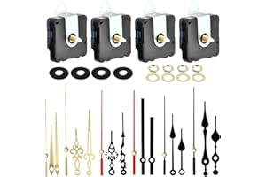 ANNTIM 4 Paires de Mecanisme Horloge Murale, Mecanisme Horloge Silencieux, Mécanisme Horloge Quartz, Mouvement Horloge Quartz avec 6 Paires Différentes de Kits de Mouvement de Bricolage (Noir)