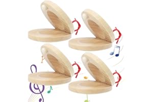 RUAVOEY 4 Pack Castagnette, Castagnettes en Bois, Castagnettes à Doigts, Claquettes de Rythme en Bois Instrument, Percussion Musicale Mini Castanet, Clackers en Bois Clackers pour Tout Petits Enfants