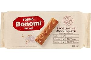 Forno Bonomi Sfogliatine Zuccherate, con prodotti di primissima qualità. Ideali per la tua voglia di dolce e perfette per essere condivise. Confezione da 200g
