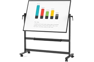 ‎VIZ-PRO VIZ-PRO Doppelseitiges Magnetisches Mobiles Whiteboard, 120 x 90 cm, Schwarzer Aluminiumrahmen und Ständer