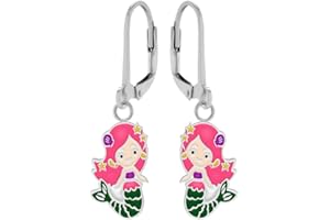 LOVE YOUR CITY Boucles d'oreilles petites sirènes Nixe. Cadeaux parfaits pour les filles et les enfants. Bijoux pour enfants de haute qualité en argent sterling avec émail., Argent sterling