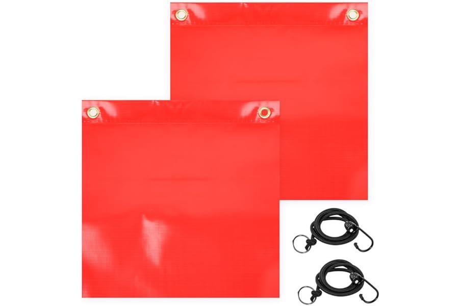 Yooyan Pack of 2 Red Warning Flag, Warning Flag for Overhanging Loads, Waterproof and Weatherproof, Warning Flag, Emergency Warning Flags for Transport with Rubber Cord, Can Be Used on Construction