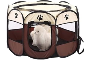 Aoweika Portable Pet Playpen, Puppy Dog Cat Playpen with 8-Panel Kennel, Indoor/outdoor Pet Tent Fence for Pet Kennel Cage, Rabbit Guinea Pig Playpen and Hamster Cage