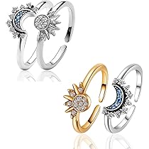 Set Anelli Sole E Luna In Argento 925 - Anelli Regolabili Con Zirconite - Regalo Donna Elegante E Simbolico - Foto 10