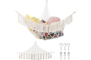 HIPIER Spielzeug Hängematte Netz Makramee Kuscheltier Aufbewahrung Hängematte Hängender Speichernetz Organizer Netzhalter Geeignet für Kinderraum Schlafzimmer