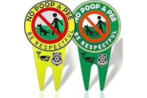 Betinyar 2 Pieces No Poop and Pee Sign No Pooping Dog Signs Luminous Be Respectful Sign Stop Dogs from Pooping or Peeing On Your Lawn Yard Sign (Y,G)