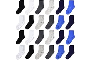 GENTABY Boys Girls Toddler Socks- Attractive Soft Elastic Baby Socks -24 Packs Black White Gray for 0-13 Years Kids Daily School Socks