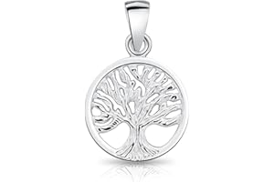 DTPsilver® Collar con Pequeño Colgante de Plata de Ley 925, Chapado en Oro Amarillo, Rosa o Bicolor - Colgante Árbol de la Vida - Con o Sin Cadena - Largo Ajustable: 40 a 45 cm