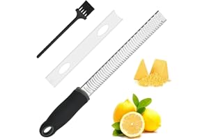 TMRBBESTY Grattugia in Acciaio Inox per Agrumi, Formaggio e Limone - Zester con Impugnatura in Gomma Morbida e Pennello