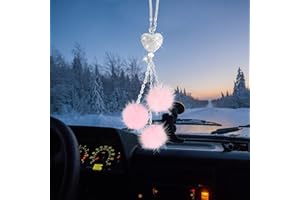 KETTION Auto Rückspiegel Ornament, Auto Rückspiegel Innen Dekoration Bling Strass Rückspiegel Anhänger, Auto Rückspiegel Hängen, Auto Spiegel Anhänger Ornament Zubehör für Frauen & Männer (Rosa)