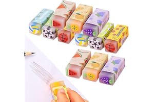 ZEPIQOR Gomme Per Cancellare, 12 pcs Gomme Aroma Frutta, Gomme da Cancellare Per Bambini, Casa, Ufficio, Scuola, Al Profumo Di Anguria, Uva, Arancia Per Cancellare Con Precisione