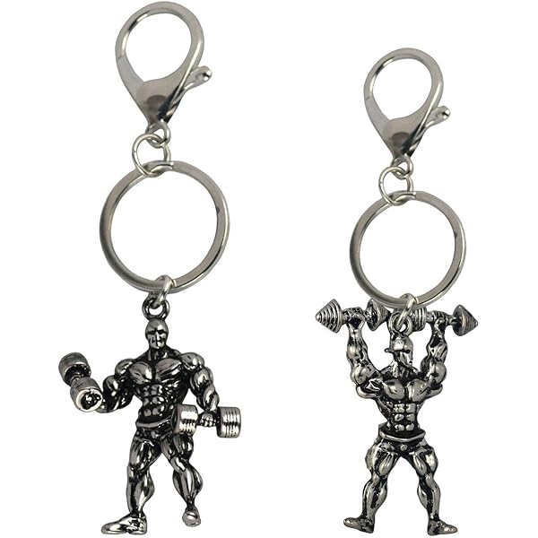 2 Porte-Clés Fitness Motivants - Acier Inoxydable - Plaque Ronde 3 Cm + Haltérophile 3 Cm - Cadeau Pour Sportifs