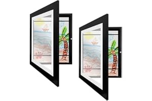 SicaHomy Bilderrahmen Kinderzeichnungen, Bilderrahmen Für Kinderzeichnungen A4, Klappbarer Aufklappbarer Kunst Kinder Rahmen, Befüllbarer Kunstfotorahmen Frontöffnung Wechseln (2 Stück Schwarz)